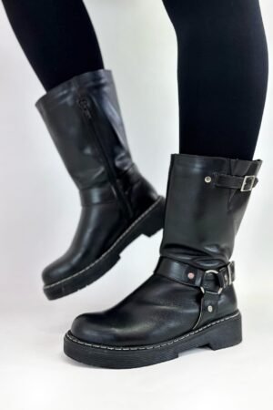 Bota biker de cuero
