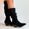 Botas extra largas en gamuza negra